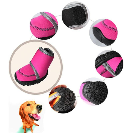 Pink Orange Best Dog Boots for Winter - Dog Shoes Dog Booties Great Dog Gifts