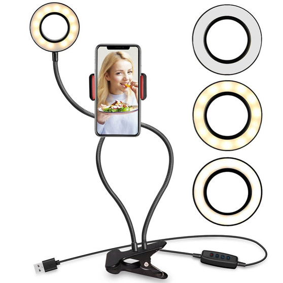 Photo studio LED ring light with phone holder