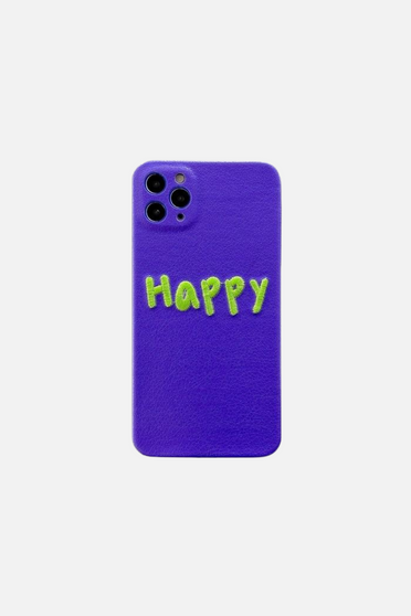 Embroidery Happy Leather iPhone Case