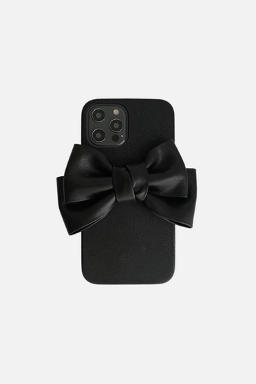 Bow Black Leather iPhone Case