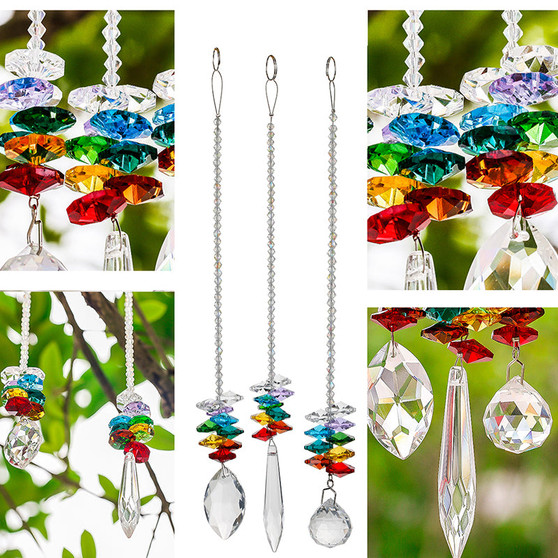 7 Chakras Prism Crystal Suncatcher 3pcs/set