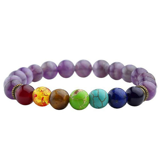 7 Chakras Light Purple Stone Bracelet