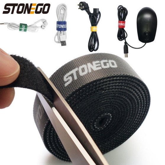 STONEGO USB Cable Winder Cable Organizer Ties Mouse Wire Earphone Holder HDMI Cord Free Cut Management Phone Hoop Tape Protector