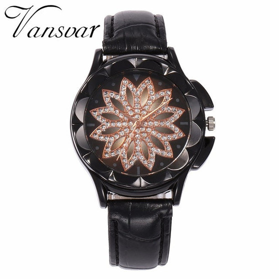 Best Selling Fashion Women Rose Gold Flower Rhinestone Watch Luxury Casual Female Quartz Watch Relogio Feminino Drop Shipping