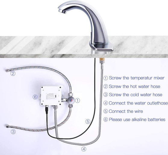 Charmingwater Automatic Sensor Touchless Bathroom Sink Faucet