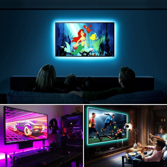 LE LED Strip Lights for TV, 6.56Ft RGB Color Changing TV Backlights with Remote, USB Powered Bias Lighting