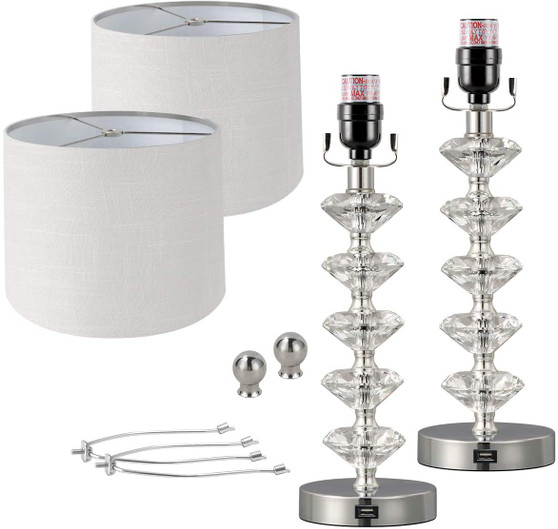 USB Table Lamps Crystal Set of 2 for Living Room 23
