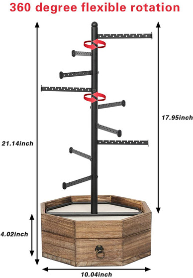 360 Rotating Jewelry Organizer Tree Stand