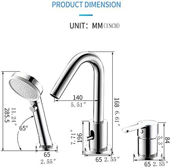 Bathtub Filler Faucet, 3-Hole Deck-Mount Bathtub Faucet Mixer Faucet