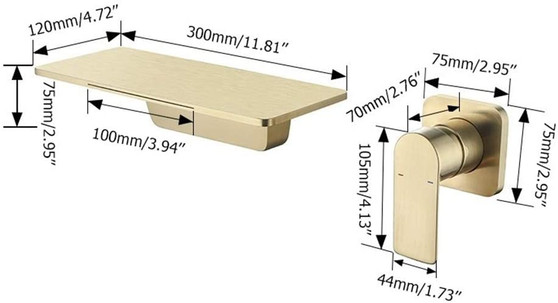 Waterfall Wall Mounted Bathroom Sink Faucet