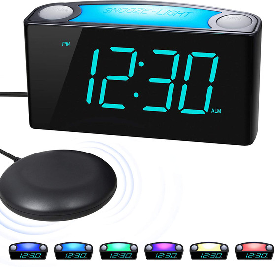 ROCAM Vibrating Loud Alarm Clock with Bed Shaker, Best Sounds,