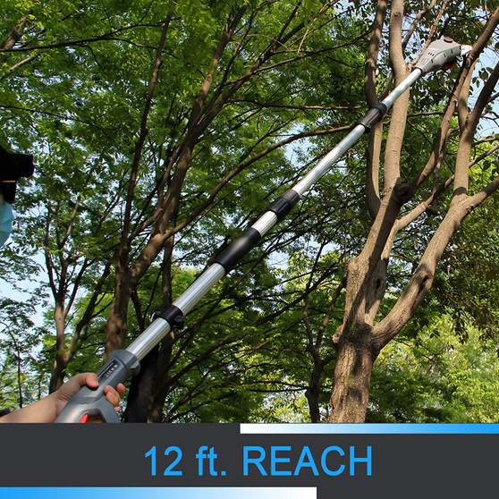 Cordless Pole Saws for Tree Trimming with 20V 2.0Ah Battery and Charger, Pole Up To 12 FT