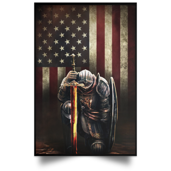 American Flag Knight Templar Vintage Poster Print Patriotic Wall Art Gift For Patriot