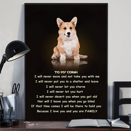 To My Corgi You're My Family Poster With Love Saying For Corgi Owner Lover Gift Room Decor