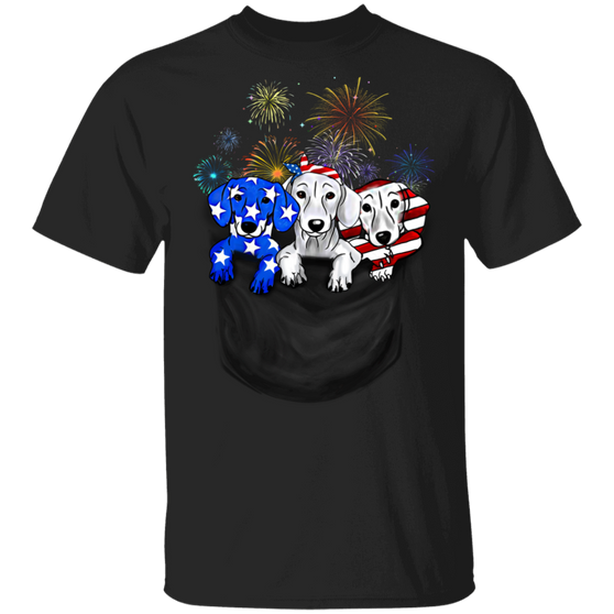Dachshund American Flag Inside Pocket T-Shirt 4th Of July Shirts Patriotic Gifts