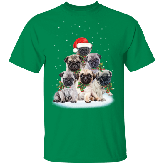 Pug Puppies Christmas T-Shirt Cute Dog Shirt Christmas Gift For Pug Lovers