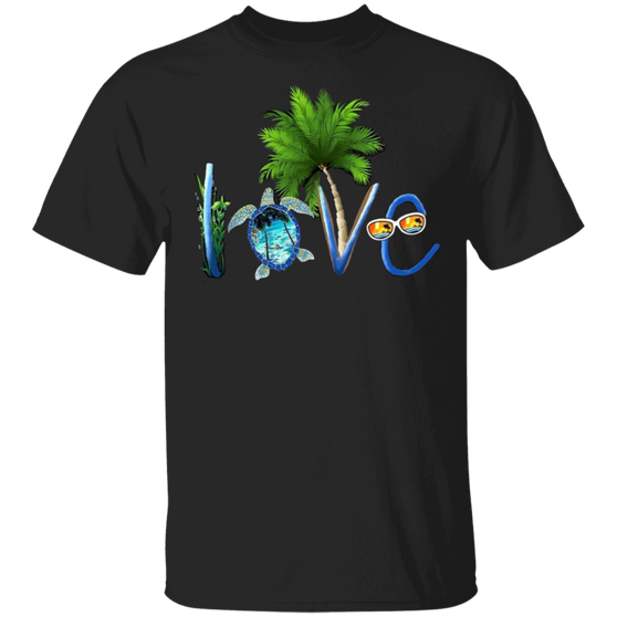 Turtle Love Shirt Sea Turtle Tropical Sea Funny Graphic Tee Hawaii Style Gift For Turtle Lover