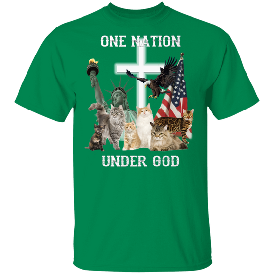 Cats One Nation Under God T-Shirt American Flag Shirt Liberties Graphic Tee Unisex Clothing