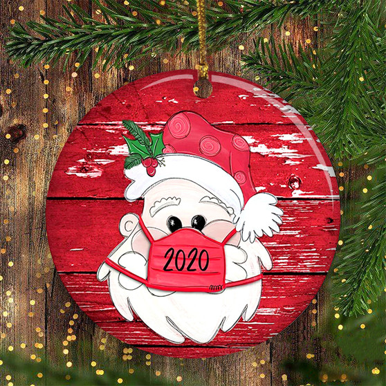 Santa Wearing A Face Mask Ornament Funny 2020 Christmas Ornament With Mask For Xmas Tree Decor