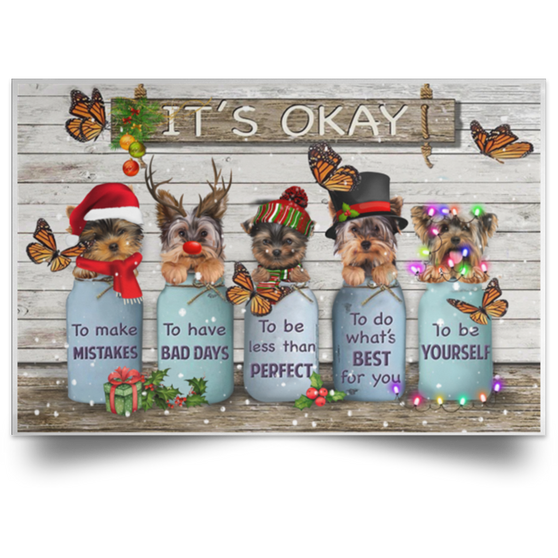 Yorkies It's Okay Quotes Christmas Poster Vintage Christmas Wall Decor Yorkie Gifts