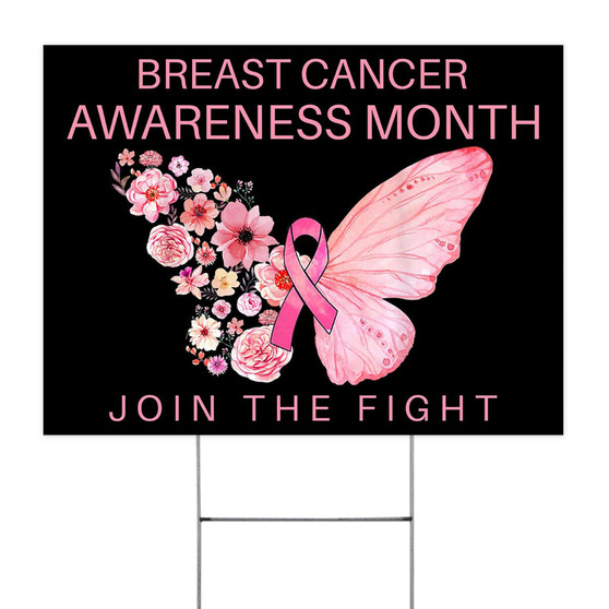 Floral Butterfly Breast Cancer Awareness Month Yard Sign Join The Fight Best Gifts For Her