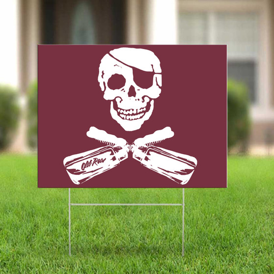 Old Row Maroon Jolly Roger Mississippi State Pirate Yard Sign For Metal Outdoor Wall Art Decor