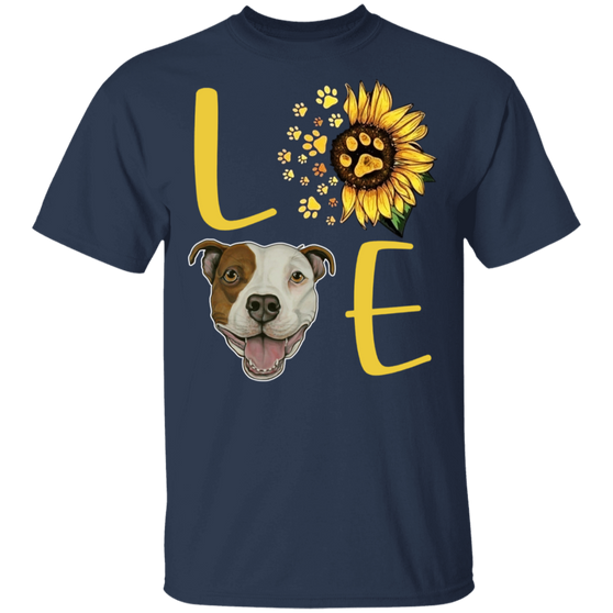 Cute Pit Bull Paw Love Sunflower Shirt Womens - Gifts For Dog Lover