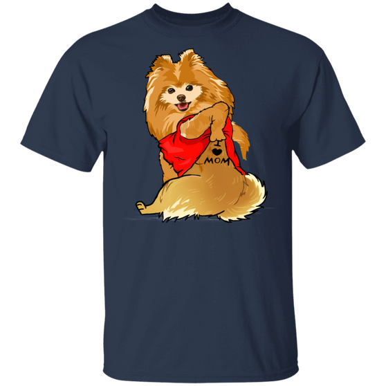 Pomeranian Tattoo I Love Mom Cute Dog Shirt Mother's