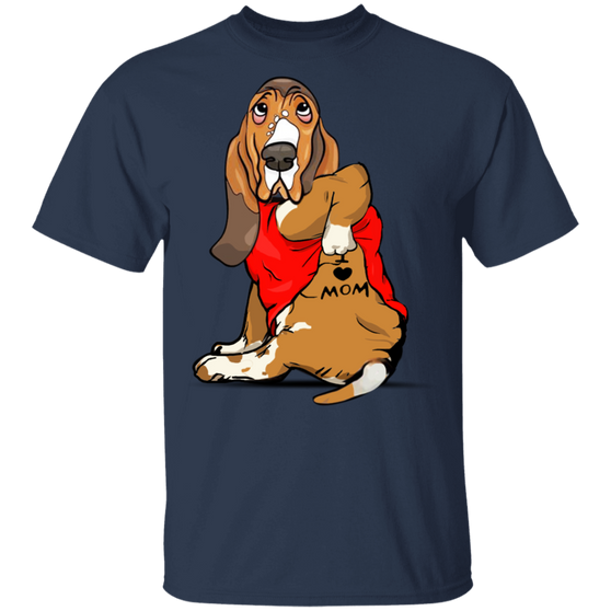 Basset Hound Tattoo I Love Mom Cute Dog Shirt Mother's