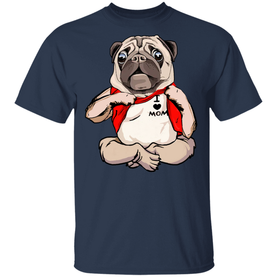 Pug Tattoo I Love Mom Cute Dog Shirt Mothers Day Gift