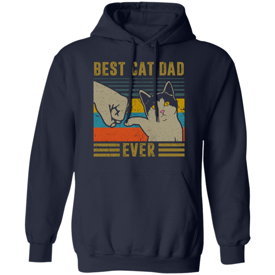 Vintage Best Cat Dad Ever Bump Funny Cat Dad Hoodie