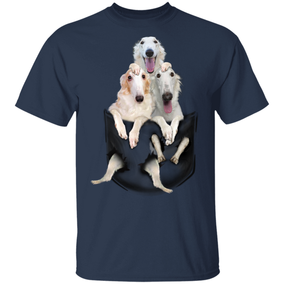 Borzoi Puppies 3D Inside Pocket Borzoi T-Shirt Cute Valentines Day Gifts For Him