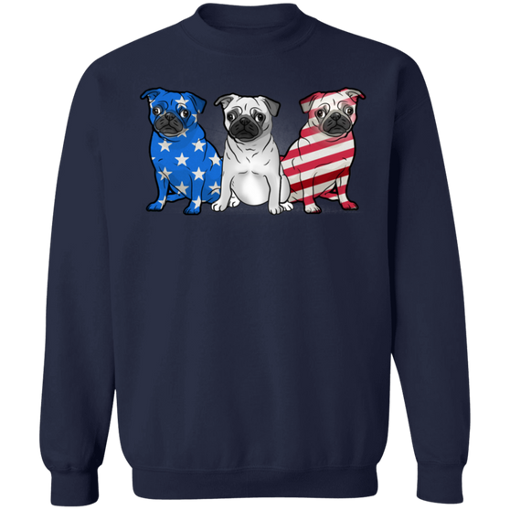 3 Pug American Flag 4th Of July Dog Lover Pug Sweater