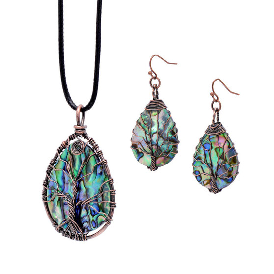 Sea Abalone Shell Earrings/Pendant Necklace