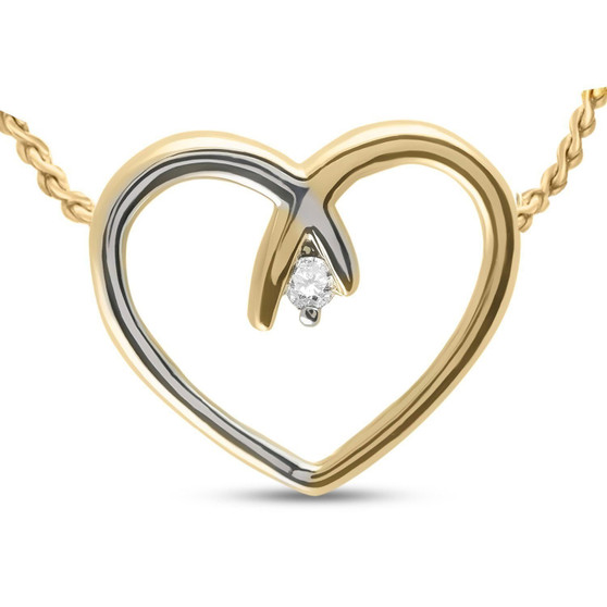 Diamond Heart & Love Symbol Pendant |  10kt Two-tone Gold Womens Round Diamond Heart Pendant .03 Cttw |  Splendid Jewellery