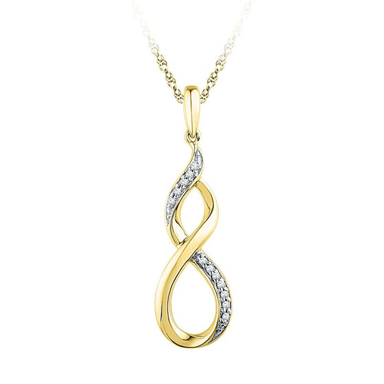 Diamond Fashion Pendant |  10kt Yellow Gold Womens Round Diamond Twist Fashion Pendant 1/20 Cttw |  Splendid Jewellery