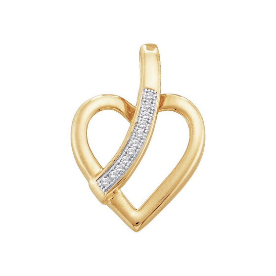 Diamond Heart & Love Symbol Pendant |  10kt Yellow Gold Womens Round Diamond Heart Pendant .03 Cttw |  Splendid Jewellery