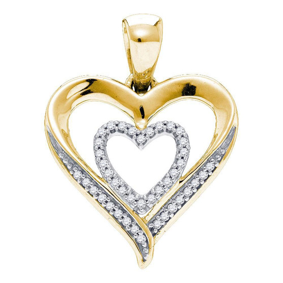 Diamond Heart & Love Symbol Pendant |  Yellow-tone Sterling Silver Womens Round Diamond Heart Pendant 1/10 Cttw |  Splendid Jewellery
