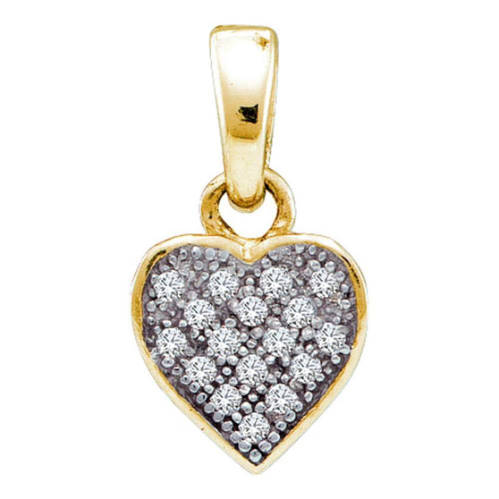 Diamond Heart & Love Symbol Pendant |  Yellow-tone Sterling Silver Womens Round Diamond Heart Cluster Pendant 1/20 Cttw |  Splendid Jewellery
