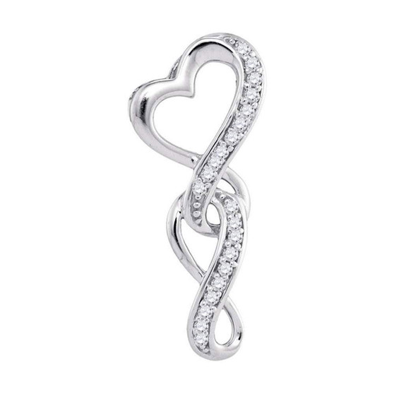 Diamond Heart & Love Symbol Pendant |  10kt White Gold Womens Round Diamond Heart Infinity Pendant 1/20 Cttw |  Splendid Jewellery