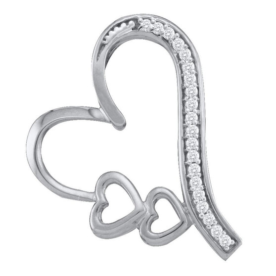 Diamond Heart & Love Symbol Pendant |  10kt White Gold Womens Round Diamond Triple Heart Pendant 1/20 Cttw |  Splendid Jewellery
