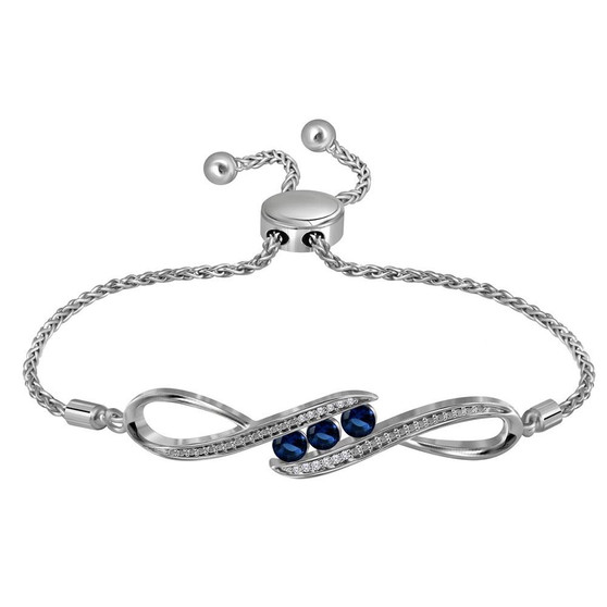Bracelets |  Sterling Silver Womens Round Lab-Created Blue Sapphire Bolo Bracelet 1/2 Cttw |  Splendid Jewellery