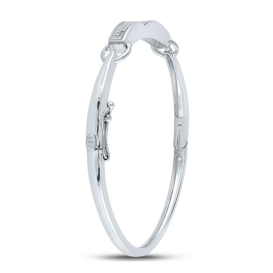 Bracelets |  Sterling Silver Womens Round Diamond Single Row Bangle Bracelet 1/5 Cttw |  Splendid Jewellery
