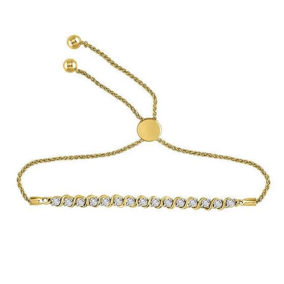 Bracelets |  10kt Yellow Gold Womens Round Diamond Tennis Bolo Bracelet 1/5 Cttw |  Splendid Jewellery