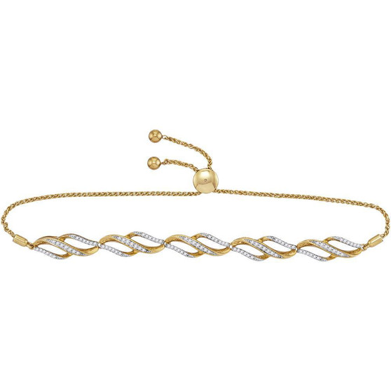 Bracelets |  10kt Yellow Gold Womens Round Diamond Bolo Bracelet 1/3 Cttw |  Splendid Jewellery