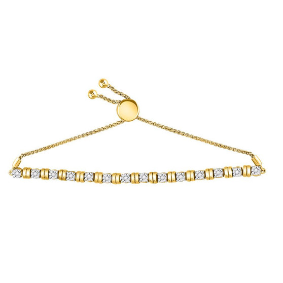 Bracelets |  10kt Yellow Gold Womens Round Diamond Studded Bolo Bracelet 1/4 Cttw |  Splendid Jewellery