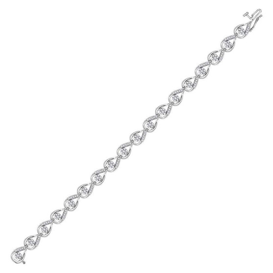 Bracelets |  10kt White Gold Womens Round Diamond Teardrop Cluster Fashion Bracelet 1-1/5 Cttw |  Splendid Jewellery