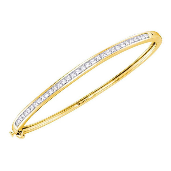 Bracelets |  14kt Yellow Gold Womens Princess Diamond Bangle Bracelet 2 Cttw |  Splendid Jewellery