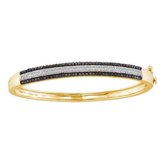 Bracelets |  14kt Yellow Gold Womens Round Black Color Enhanced Diamond Bangle Bracelet 1-3/8 Cttw |  Splendid Jewellery