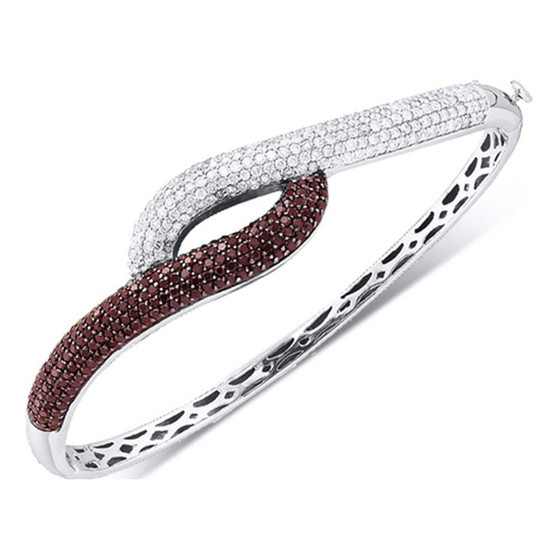 Bracelets |  14k White Gold Womens Brown Diamond Luxury Bangle Bracelet 2-1/2 Cttw |  Splendid Jewellery